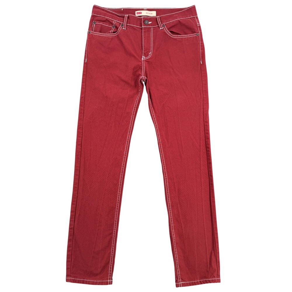 Levis 511 Slim Jeans Burgundy Red White Contrast Stitch 30x30 Womens 20 Reg
